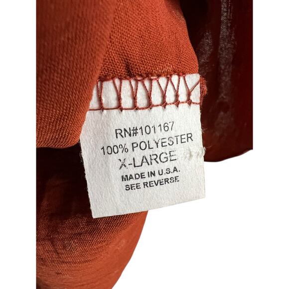 Kim & Cami Rust paprika Kitten Bow Short Sleeve Blouse Size XL Career Brunch - Picture 5 of 7